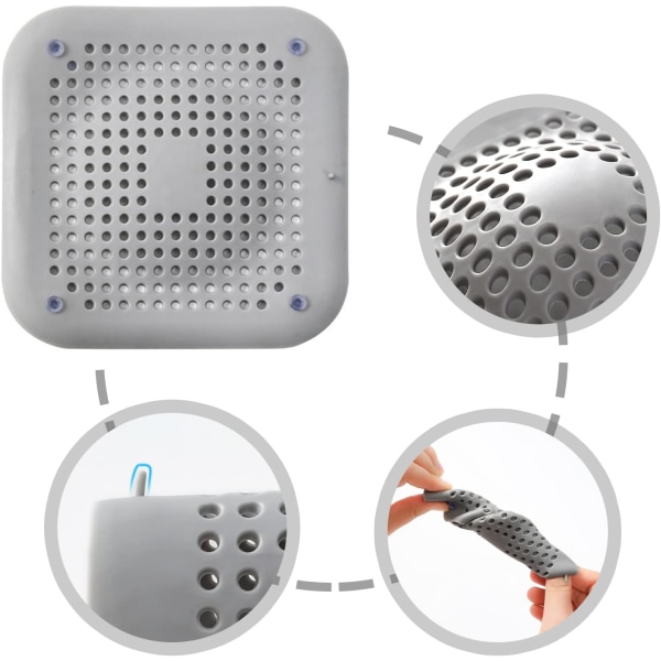 6 st Silikon Hår Catcher, Silikon Hårfilter, Universell Avloppsskydd, Dusch Hår Catcher med Sugkoppar Avloppssil Badkar Silikon Avloppsskydd