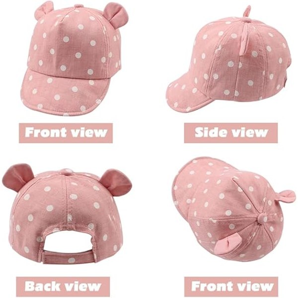 Bomullssolhatt för bebis (rosa, hattens omkrets ca 46 - 48 cm) 12 till 24 månader Flickor Pojkar barn solhatt justerbar hatt vår sommar höst