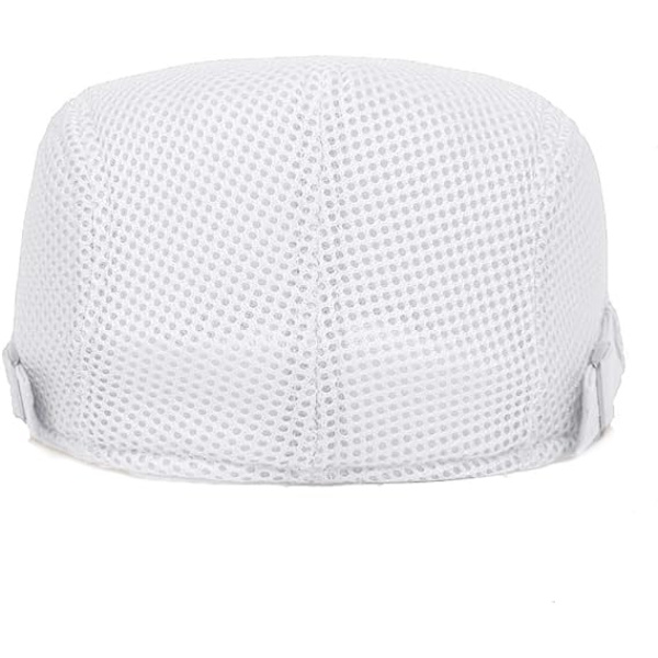 Sommarandningsbar basker för män, sommarplatt basker för kvinnor, andningsbar mesh sommarhatt för män huvud 56-60 cm vit