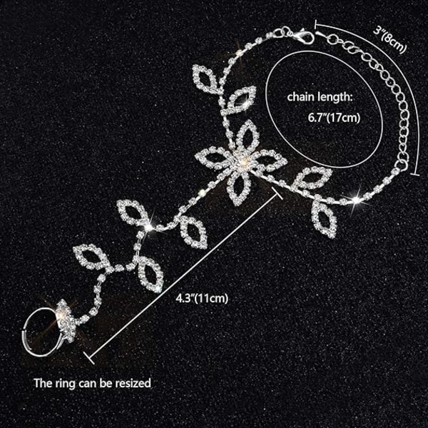 Blomster Diamant Fotkedja Par Bröllop Kvinnors Barfota Fotkedja Bohémiska Ring Sandaler Brud Smycken