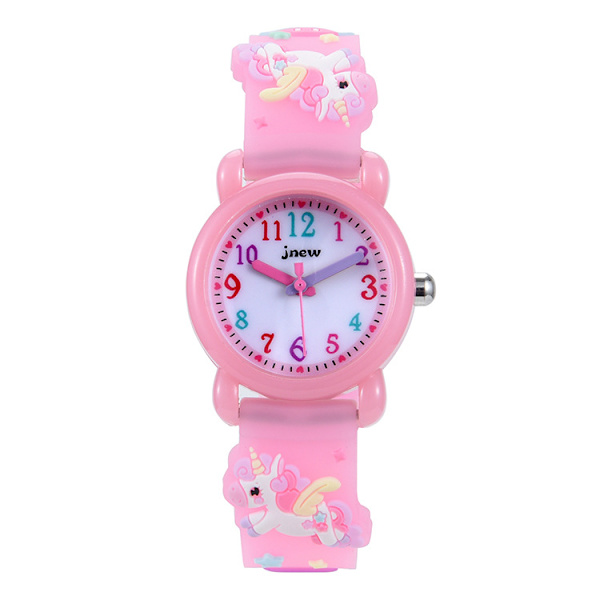 Unicorn Klocka för Barn (Rosa), Flickklocka Vattentät 3D Söt Tecknad Leksak Analog Silikonarmbandsur Barnklocka Present för 3-11 År Flickor