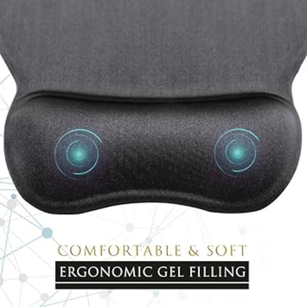 Ergonomisk musmatta med handledsstöd Gel Musmatta med handledsstöd, bekväm datormusmatta för bärbar dator, smärtlindrande musmatta med halkfri PU