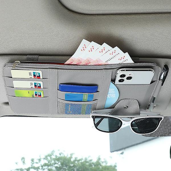 Bilsolskydd Visir Organizer Auto Bil Interiör Läder Tillbehör Förvaringsficka Solskydd Väska Väska Grey