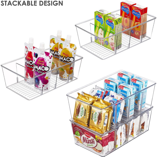 2-pack organizer för matförvaring, exklusive andra föremål, genomskinliga plastförvaringsfack för skafferi, kök, kylskåp, skåporganisation och förvaring, 4