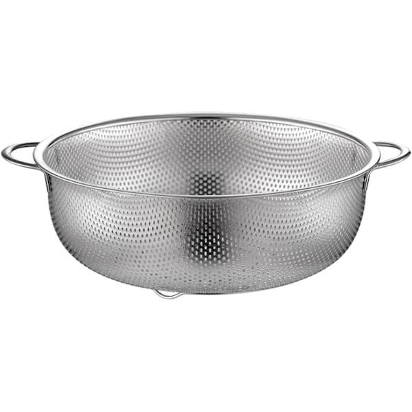Risdræner i rustfrit stål med mini huller, giver dig mulighed for at filtrere spaghetti, ris, grøntsager og frugter - C 22,5 cm