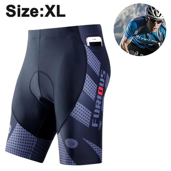 Sykkelshorts for menn med 3D-padding, hurtigtørkende sykkelbukser, halve bukser Grey L