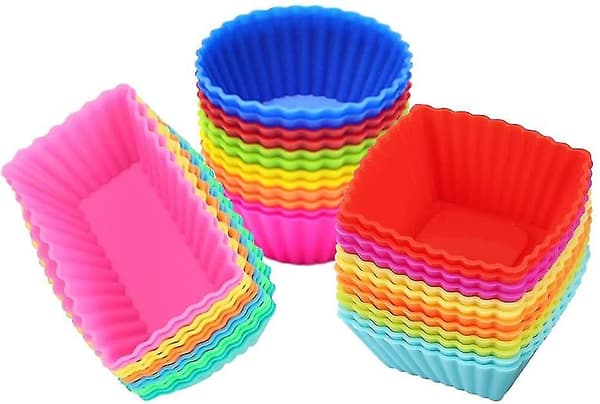 10 st Silikon Cupcake Muffin Bakformar Liners Återanvändbara Non-stick Kakformar Set Circular