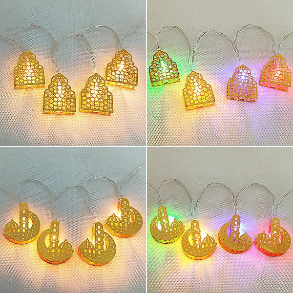 Ramadan Eid Lyslenke Varmhvit Atmosfære Eid Lanterner Lys Muslimsk Lampe Dekor Hjemmefest Gave Combination 3