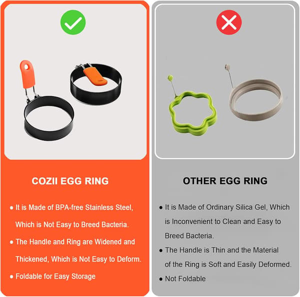 4 stk. eggformer i rustfritt stål med non-stick metallringer for stekte egg