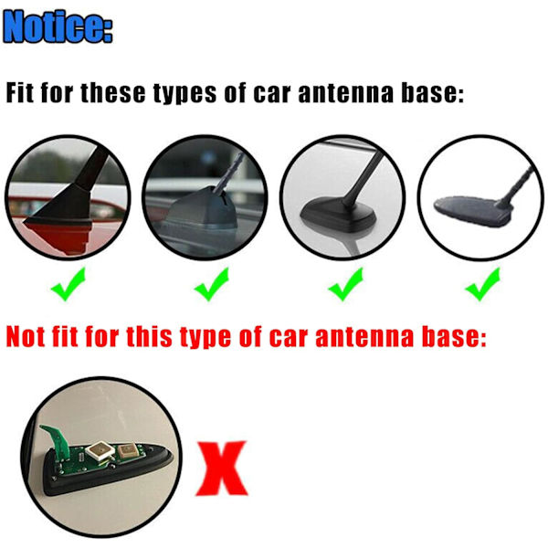 Universal bilhai-finneantenne AM/FM radiosignal takantenne for bil SUV lastebil offroad med selvklebende base svart