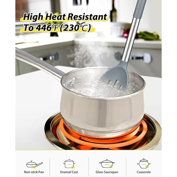 Set med 1 silikonslevar, solida slevar med slits, non-stick BPA-fria värmebeständiga köksredskap för soppa, servering, avrinning, omrörning