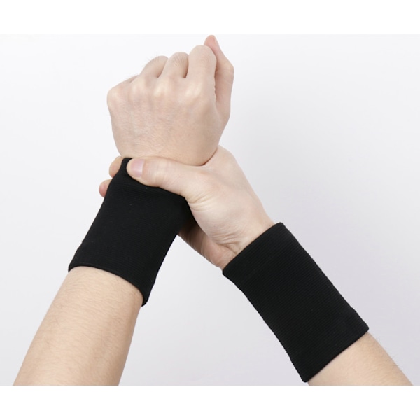 1 Par Trænings Håndledsstøtte, Sort Polyesterfiber Udendørs Sport Super Elastisk Fleksibel Strikket Håndledssmerte Lindring Håndledsbeskytter Skinne Støtte