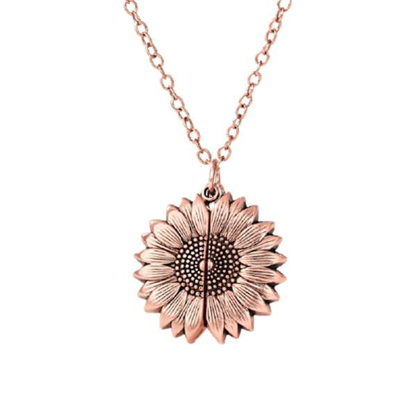 You Are My Sunshine Halskæde Solsikke Halskæde Medaljon Med Graveret Besked Vedhæng Til Kvinder Rose Gold