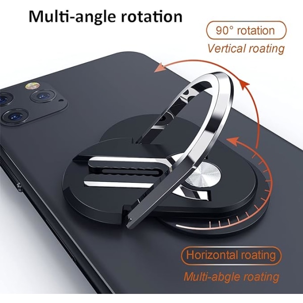 Två nya multifunktionella smartphone-ringhållare (svart+guld), 360° roterbar, biltelefonhållare, ventiltelefonhållare