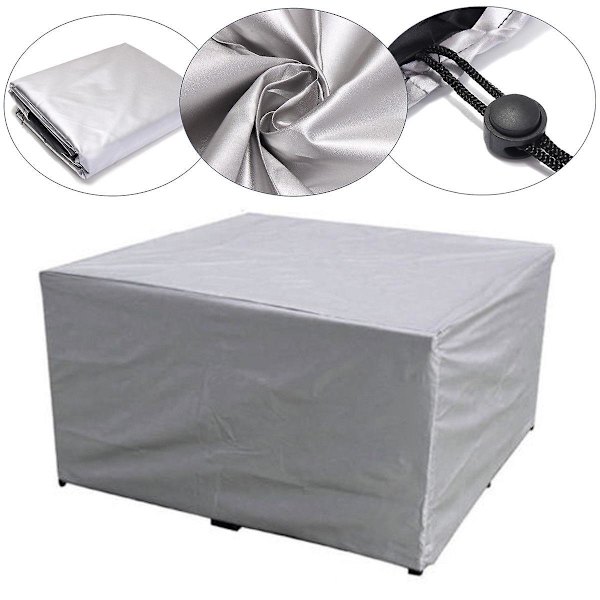 Silver rektangulärt/kvadratiskt utebordsskydd Vattentätt Anti-uv 269*180*89cm