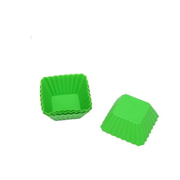 10 st Silikon Cupcake Muffin Bakformar Liners Återanvändbara Non-stick Kakformar Set Square