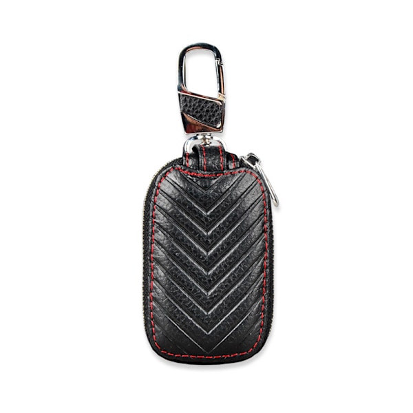En styck (svart, ca 8,5cm×5,2cm) Äkta Läder Bilnyckelring väska Bil Smart Nyckelring Hållare Fodral Skydd Ficka Fjärrkontroll Nyckelringar Fob Väska Ke