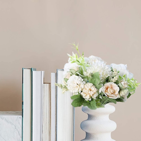 Konstgjord Pion Nejlikor Hortensia Bukett Blomma Plast Realistisk Blomma rose champagne