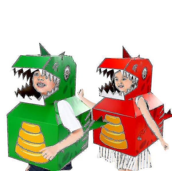 Dinosaur Pappeske for Barn, Brukbare Pappklær Håndlaget Papirleke RED