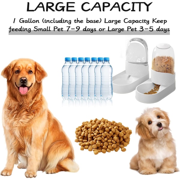 Automatisk sällskapsmatare och set, automatisk katthundmatare och matvattendispenser, gravitationspåfyllning och BPA-fri för små medelstora hundar