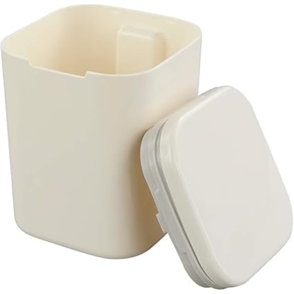 Mini skrivbordspapperskorg med tryckknapp och lock - 1,8 l vit
