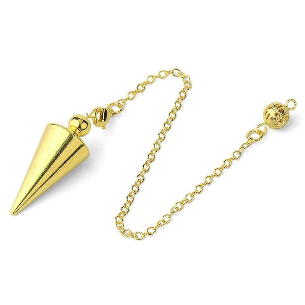 Bronze Metal Kobber Spirituel Punkt Pendul Til Divination Healing Dowsing Wicca Afbalancering Spids Kegle Vedhæng Pendul Gold