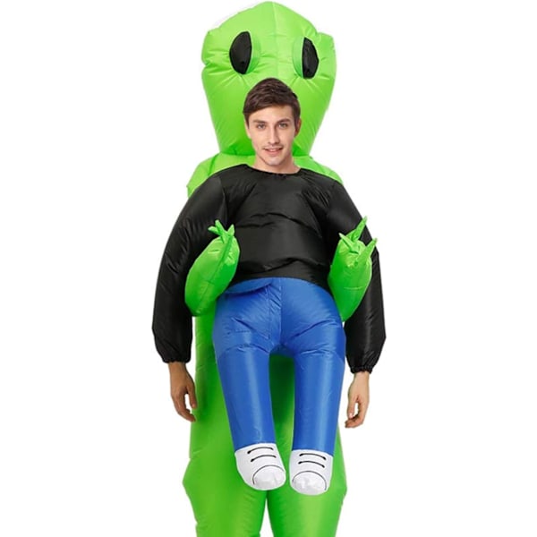Uppblåsbar Alien-dräkt | Ovanlig uppblåsbar dräkt | Premiumkvalitet | Vuxenstorlek | Polyester | Bekväm att bära | Tålig | Uppblåsningssystem