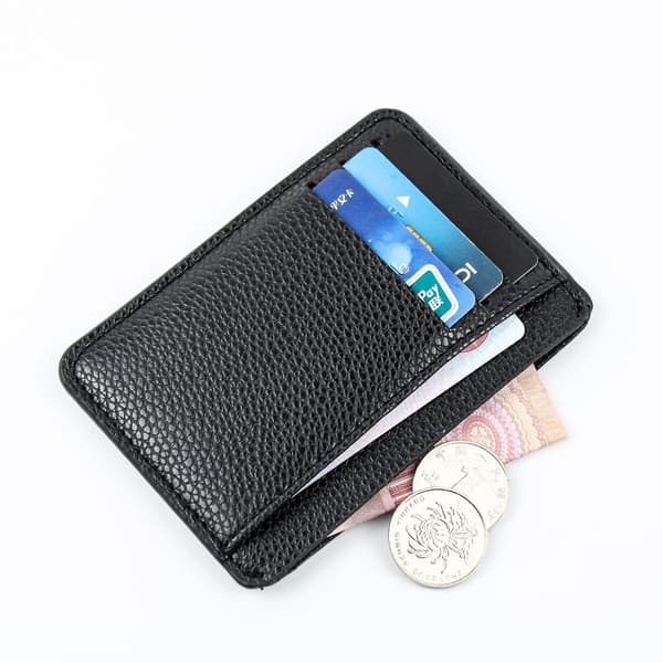 Plånböcker för män och kvinnor Rfid Front Pocket Läderkort Hållare Plånbok Black