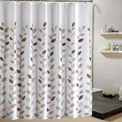 100x180cm Duschdraperi Vattentät Mögelbeständig & Mögelresistent Blad Badrumsdraperier med 12 krokar