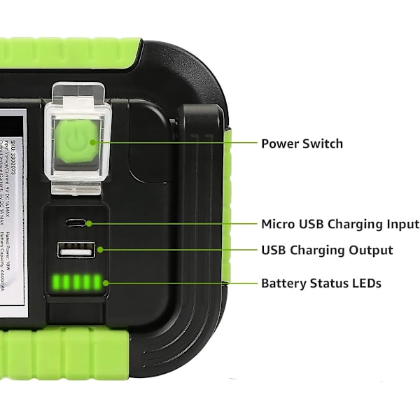 Pakke med 2 LE Bærbare LED Projektører 10W 1000LM, Genopladelig LED Projektør, 3 Lysstyrkeindstillinger, Modstandsdygtig til Camping, DIY, Byggeplads osv., Kold Hvid