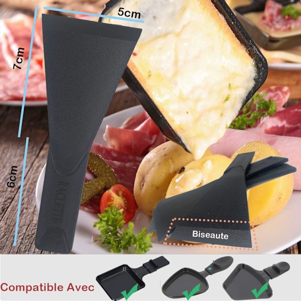 Raclette-spatelset med 8 delar - Non-stick - 5 cm bred maxi-fasad - Raclette-spatel i plast