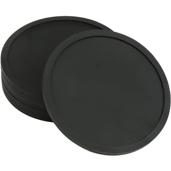 Dryckesunderlägg Set om 6 Koppunderlägg Svart Rund Silikon Gummi Muggunderlägg Halkskydd för Kaffe Ölmugg Vinglas Flaska Hem och Bar