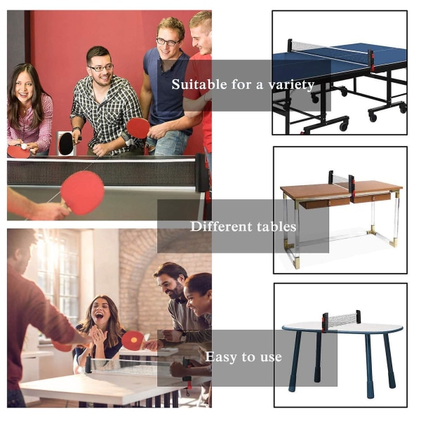 Uttrekkbart Ping Pong Nett Bærbart Bordtennis Nettstativ Perfekt For Ping Pong Bord Kontorpult Hjemme Black