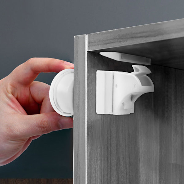 Lasten magneettiset turvakaapin lukot [4 lukkoa 1 avain] Lapsi- ja vauvaturvallinen keittiöön, kaappeihin ja laatikoihin, 30 sekunnin asennus (ei vaadi porausta), 3