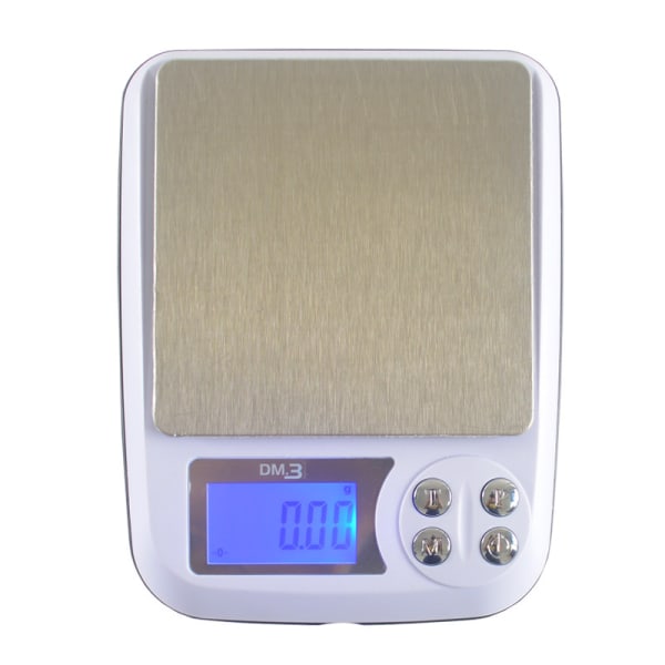 Digital kjøkkenvekt, 1 kg/0,01 g matvekt, multifunksjonell matlagingsvekt med brett, smykkevekt med lading, tilkobling og batteristrøm