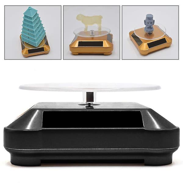 Solar Display Stand Dreieskive, Batteri Dobbel Brukt Roterende Display Black
