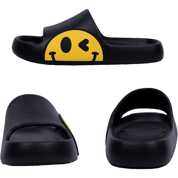 Svarta dam- och herrtofflor för strand, sommar, badtofflor, mjuka barnskor, badrum, pool, dusch, halkfria tofflor, flip-flops för inomhus- och utomhusbruk44-
