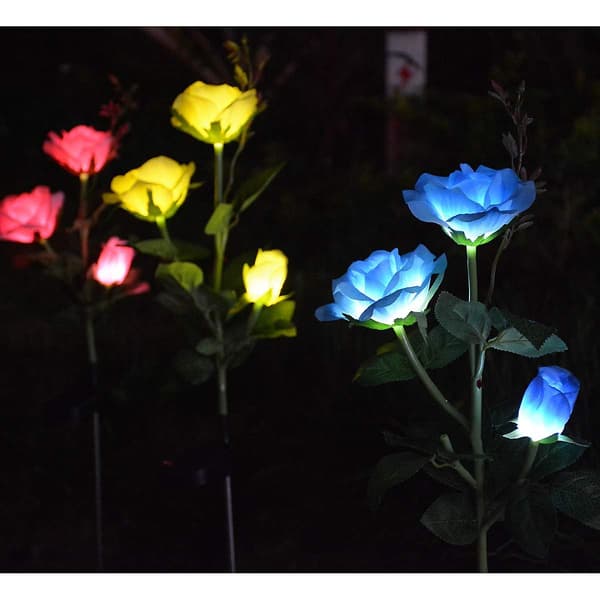 Udendørs Solar Havelamper, Solcelledrevne Kunstige Roseblomst Lamper Til Havearbejde Dceorationer Baghave BLUE