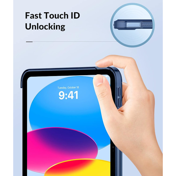Navyblåt etui til iPad 10. generation 2022 10,9 tommer, etui med blødt TPU-bagcover, flip med halvgennemsigtigt stativ, beskyttende stødsikkert cover, automatisk