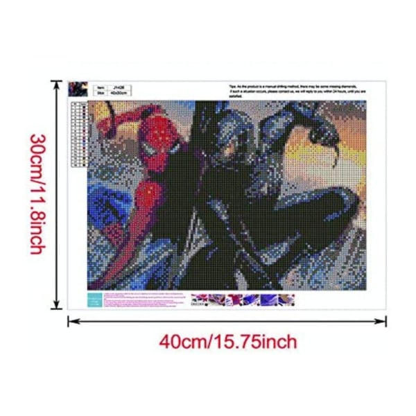 En set Spiderman 5D diamond painting (cirka 30*40 cm), 5D DIY diamond painting för vuxna Full Drill Kristall Rhinestone Broderi Korsstygn