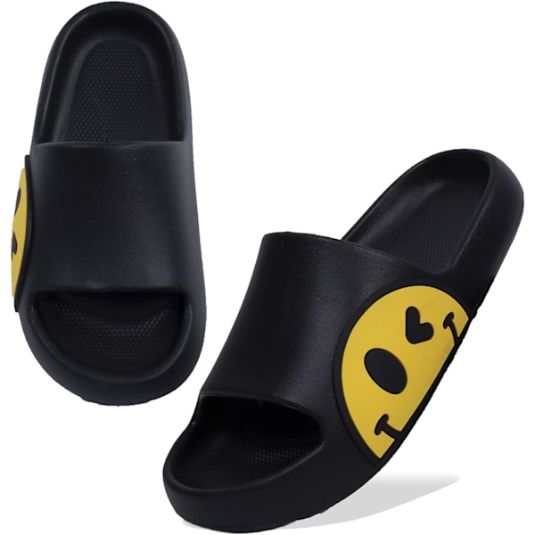 Svarta dam- och herrtofflor för strand, sommar, badtofflor, mjuka barnskor, badrum, pool, dusch, halkfria tofflor, flip-flops för inomhus- och utomhusbruk44-
