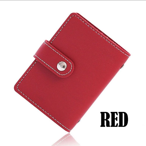 Tyverisikret ID Kreditkortholder Mode Dame 26 Kort Slank PU Læder Lomme Etui Pung Tegnebog Red