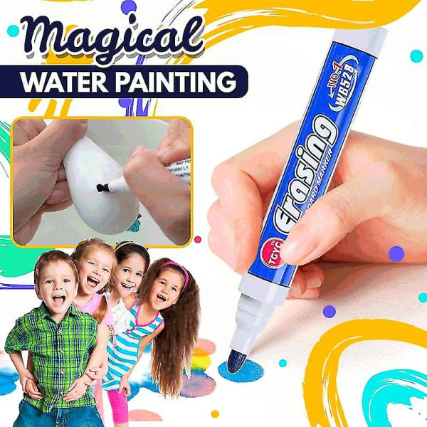 4-12 färger magisk flytande vatten målning penna 4 färg vatten ritning Återanvändbar målarbok Sensorisk utbildning leksak 12 Color