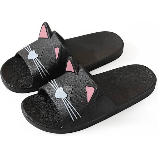 Svarta hemmtofflor för barn och pojkar flickor flip flops sommarslippers badskor kvinnor män pool strandsandaler40-41EU
