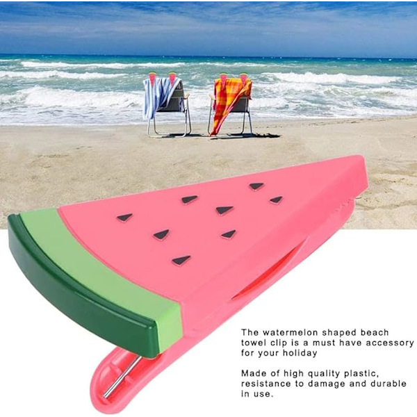 4-pack strandhandduksklämmor (vattenmelon), lämpliga för soldyrkare, vattenmelonklämma, stor vindtät klädhängare för täcken