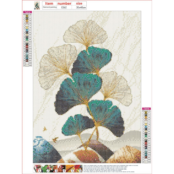 5D Timanttimaalaus, DIY Timanttimaalaus Ginkgo, Timanttimaalaus Timanttikirjonta Maalaussarja Ginkgo Biloba Makuuhuoneeseen, Olohuoneeseen, Toimistoon