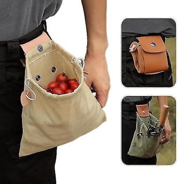 Foderpåse Läder Canvas Hopvikbar Väska Camping Foderpåse Khaki