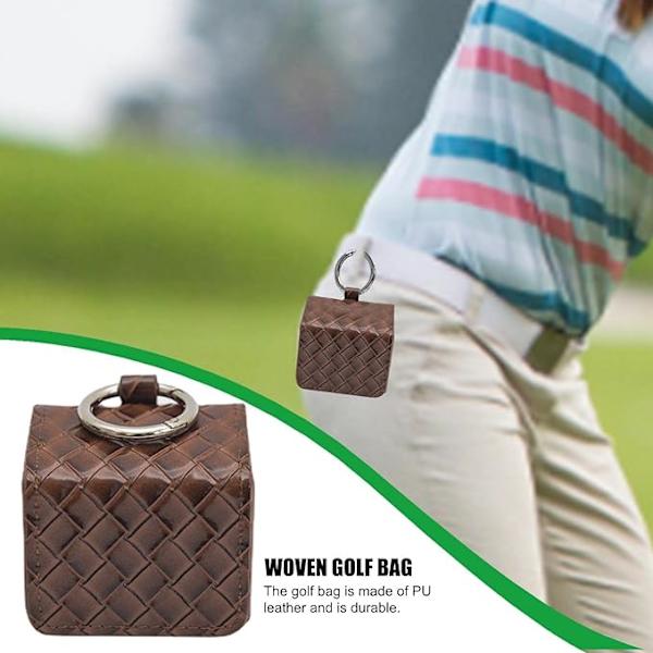 Golf Stand Bag (Brun), Praktisk Golfväska - Portabel Mini Vävd Mönster Golfväska Midjeväska Krok för att Hålla Boll