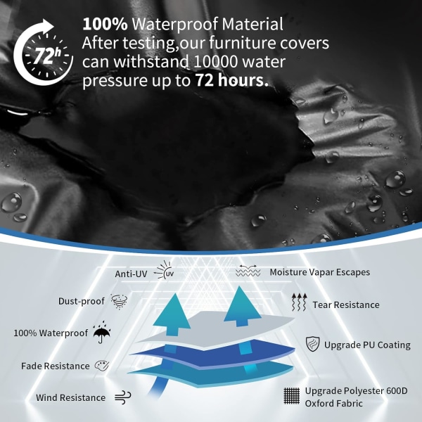 Möbelskydd för trädgård 420D Oxfordtyg Möbelskydd Vattentätt Trädgårdsbordsskydd Skyddande presenning med rep och låsspänne 2