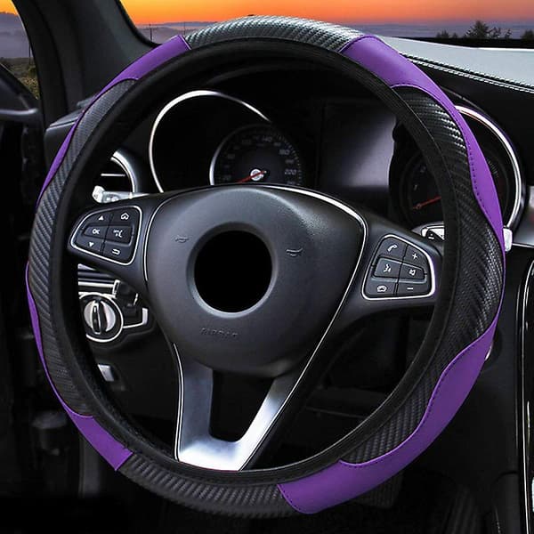 Rattmuff i mikrofiberläder, halkfri, universell, konstläder för biltillbehör utan innerring Purple